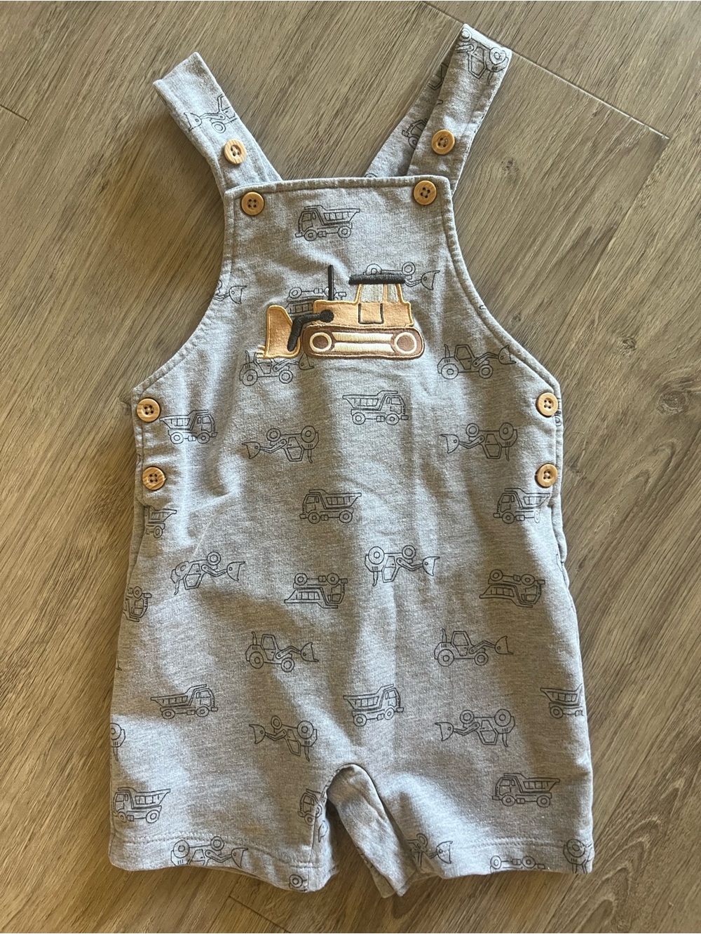 Gray Tractor Appliqué Kids One-Piece Bodysuit